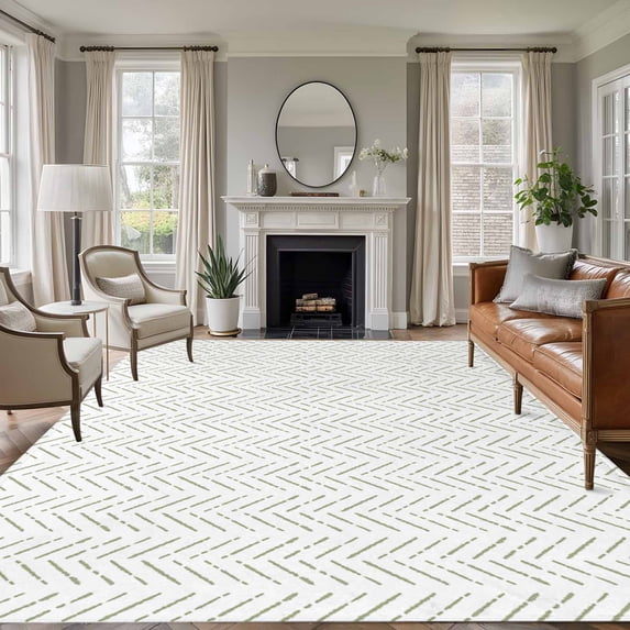 6'x9' Area Rugs, Sage Green Striped Indoor Outdoor Area Rug for Living Room Bedroom, Modern Abstract Art Geometric Washable Bathroom Rugs Kitchen Floor Carpet Mats Home Decor Aesthetic