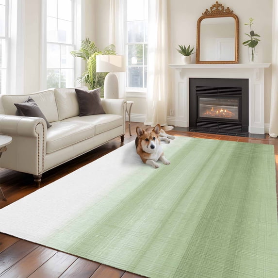6'x9' Area Rugs, Sage Green White Ombre Indoor Outdoor Area Rug for Living Room Bedroom, Country Modern Stripes Lines Washable Bathroom Rugs Kitchen Floor Carpet Mats Home Decor Aesthetic