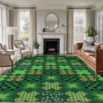 thumbnail image 1 of 6'x9' Area Rugs, Saint Patrick's Day Indoor Outdoor Area Rug for Living Room Bedroom, Country Green Plaid Shamrock Clovers Washable Bathroom Rugs Kitchen Floor Carpet Mats Home Decor Aesthetic, 1 of 8