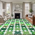 thumbnail image 1 of 6'x9' Area Rugs, Saint Patrick's Day Indoor Outdoor Area Rug for Living Room Bedroom, Green Plaid Clovers Geometric Washable Bathroom Rugs Kitchen Floor Carpet Mats Home Decor Aesthetic, 1 of 8