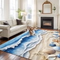 thumbnail image 1 of 6'x9' Area Rugs, Coastal Blue Indoor Outdoor Area Rug for Living Room Bedroom, Starfish Beach Ocean Shell Sand Painting Washable Bathroom Rugs Kitchen Floor Carpet Mats Home Decor Aesthetic, 1 of 8