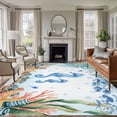 thumbnail image 1 of 6'x9' Area Rugs, Seahorse Coastal Indoor Outdoor Area Rug for Living Room Bedroom, Summer Nautical Starfish Coral Ocean Washable Bathroom Rugs Kitchen Floor Carpet Mats Home Decor Aesthetic, 1 of 8