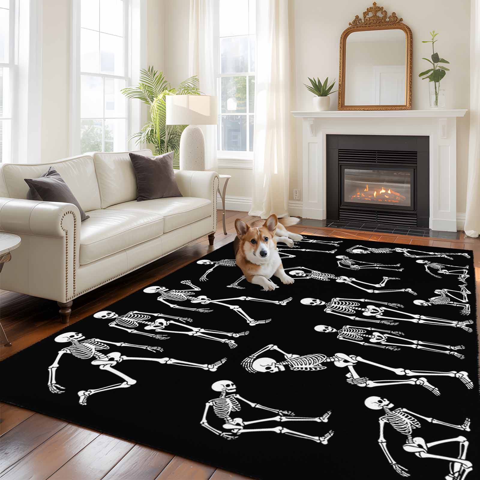 Ruggable Skeleton Rug 6'x9' Area Rugs, Skull Halloween Indoor Outdoor Area Rug for Living ...