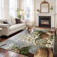 thumbnail image 1 of 6'x9' Area Rugs, Spring Floral Indoor Outdoor Area Rug for Living Room Bedroom, Summer Flowers Pastoral Bee Washable Bathroom Rugs Kitchen Floor Carpet Mats Home Decor Aesthetic, 1 of 8