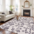 thumbnail image 1 of 6'x9' Area Rugs, Spring Flowers Indoor Outdoor Area Rug for Living Room Bedroom, Farmhouse Purple Pastoral Floral Leaf Washable Bathroom Rugs Kitchen Floor Carpet Mats Home Decor Aesthetic, 1 of 8