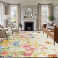 thumbnail image 1 of 6'x9' Area Rugs, Spring Summer Botanical Indoor Outdoor Area Rug for Living Room Bedroom, Butterfly Floral Vintage Washable Bathroom Rugs Kitchen Floor Carpet Mats Home Decor Aesthetic, 1 of 8