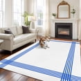 thumbnail image 1 of 6'x9' Area Rugs, Striped Navy Indoor Outdoor Area Rug for Living Room Bedroom, Blue White Geometric Minimalist Washable Bathroom Rugs Kitchen Floor Carpet Mats Home Decor Aesthetic, 1 of 8