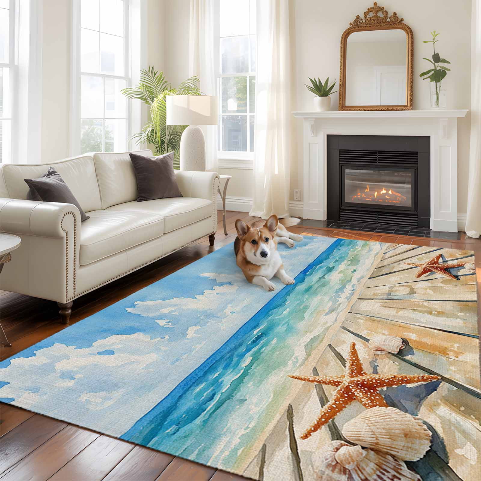 6'x9' Area Rugs, Summer Beach Indoor Outdoor Area Rug for Living Room ...