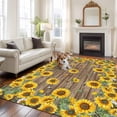 thumbnail image 1 of 6'x9' Area Rugs, Sunflower Indoor Outdoor Area Rug for Living Room Bedroom, Brown Wood Grain Rustic Farmhouse Bee Washable Bathroom Rugs Kitchen Floor Carpet Mats Home Decor Aesthetic, 1 of 8