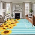 thumbnail image 1 of 6'x9' Area Rugs, Sunflower Indoor Outdoor Area Rug for Living Room Bedroom, Yellow Summer Botanical Blue Striped Farmhouse Washable Bathroom Rugs Kitchen Floor Carpet Mats Home Decor Aesthetic, 1 of 8