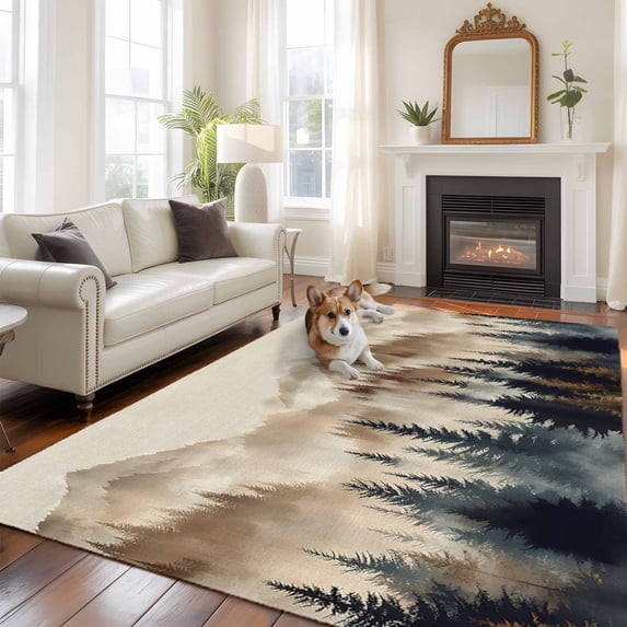 6'x9' Area Rugs, Tan Forest Indoor Outdoor Area Rug for Living Room ...