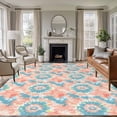 thumbnail image 1 of 6'x9' Area Rugs, Teal Orange Indoor Outdoor Area Rug for Living Room Bedroom, Modern Tie Dyeing Contemporary Abstract Art Washable Bathroom Rugs Kitchen Floor Carpet Mats Home Decor Aesthetic, 1 of 8