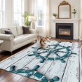 thumbnail image 1 of 6'x9' Area Rugs, Teal Rudder Coastal Indoor Outdoor Area Rug for Living Room Bedroom, Summer Beach Ocean Nautical Washable Bathroom Rugs Kitchen Floor Carpet Mats Home Decor Aesthetic, 1 of 8