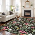 thumbnail image 1 of 6'x9' Area Rugs, Tropical Pineapple Indoor Outdoor Area Rug for Living Room Bedroom, Pink Green Botanical Leaves Washable Bathroom Rugs Kitchen Floor Carpet Mats Home Decor Aesthetic, 1 of 8