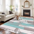 thumbnail image 1 of 6'x9' Area Rugs, Turquoise Gray Indoor Outdoor Area Rug for Living Room Bedroom, Country Retro Mottled Texture Wood Grain Washable Bathroom Rugs Kitchen Floor Carpet Mats Home Decor Aesthetic, 1 of 8
