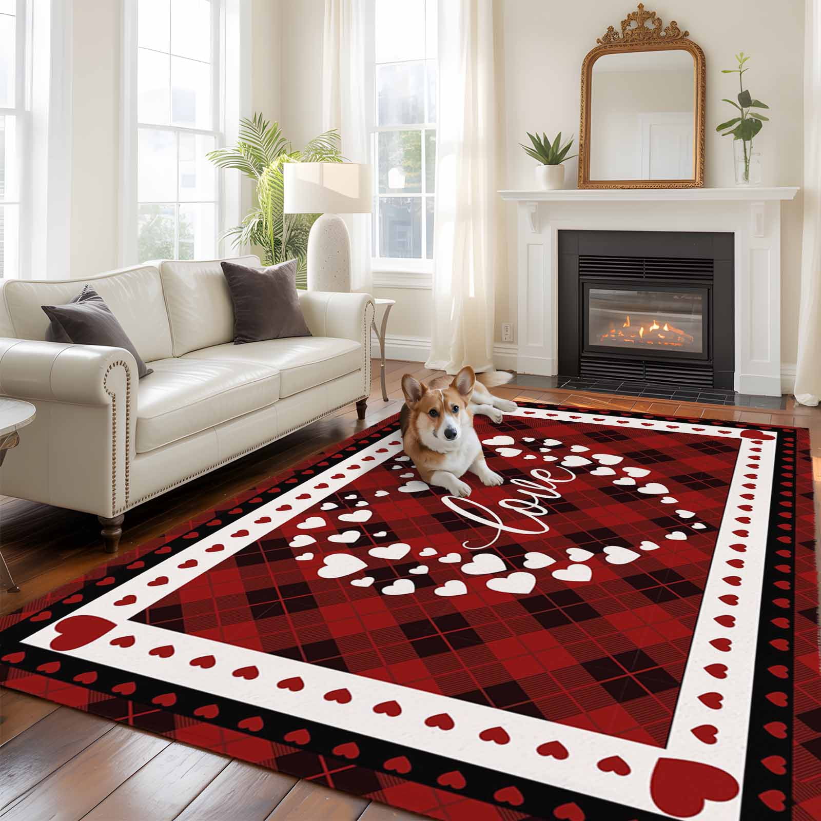 6'x9' Area Rugs, Valentine's Day Indoor Outdoor Area Rug for Living ...