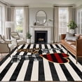 thumbnail image 1 of 6'x9' Area Rugs, Valentine's Day Indoor Outdoor Area Rug for Living Room Bedroom, Love Heart Black Striped Farmhouse Washable Bathroom Rugs Kitchen Floor Carpet Mats Home Decor Aesthetic, 1 of 8