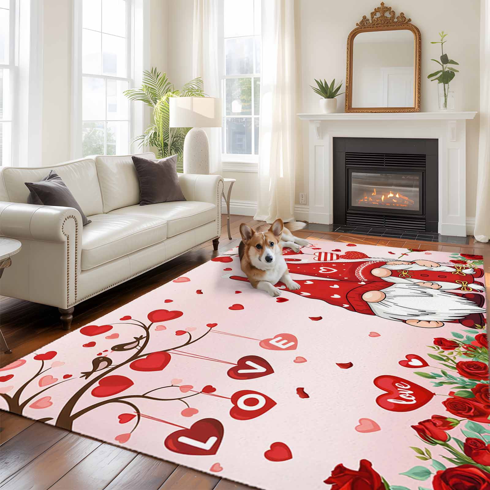 6'x9' Area Rugs, Valentine's Day Indoor Outdoor Area Rug for Living ...