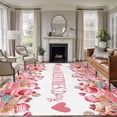 thumbnail image 1 of 6'x9' Area Rugs, Valentine's Day Indoor Outdoor Area Rug for Living Room Bedroom, Spring Watercolor Cake Pink Red Washable Bathroom Rugs Kitchen Floor Carpet Mats Home Decor Aesthetic, 1 of 8