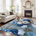 thumbnail image 1 of 6'x9' Area Rugs, White Blue Spring Floral Indoor Outdoor Area Rug for Living Room Bedroom, Vintage Flowers Farmhouse Washable Bathroom Rugs Kitchen Floor Carpet Mats Home Decor Aesthetic, 1 of 8
