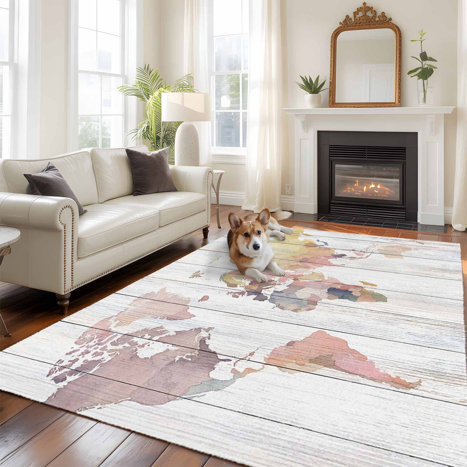 6'x9' Area Rugs, World Map Indoor Outdoor Area Rug for Living Room ...