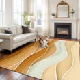 thumbnail image 1 of 6'x9' Area Rugs, Yellow Brown Indoor Outdoor Area Rug for Living Room Bedroom, Gradient Wave Stripes Modern Geometric Washable Bathroom Rugs Kitchen Floor Carpet Mats Home Decor Aesthetic, 1 of 8
