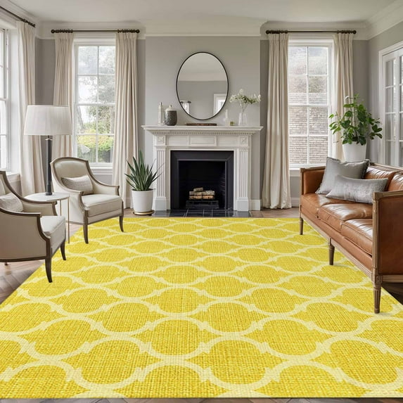 6'x9' Area Rugs, Yellow Morocco Indoor Outdoor Area Rug for Living Room Bedroom, Bohemia Nation Abstract Geometric Motifs Washable Bathroom Rugs Kitchen Floor Carpet Mats Home Decor Aesthetic