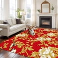 thumbnail image 1 of 6'x9' Area Rugs, Yellow Red Flowers Indoor Outdoor Area Rug for Living Room Bedroom, Luxury Spring Floral Birds Washable Bathroom Rugs Kitchen Floor Carpet Mats Home Decor Aesthetic, 1 of 8