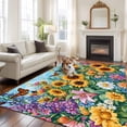 thumbnail image 1 of 6'x9' Area Rugs, Yellow Sunflower Indoor Outdoor Area Rug for Living Room Bedroom, Wildflower Daisy Country Farm Pastoral Washable Bathroom Rugs Kitchen Floor Carpet Mats Home Decor Aesthetic, 1 of 8