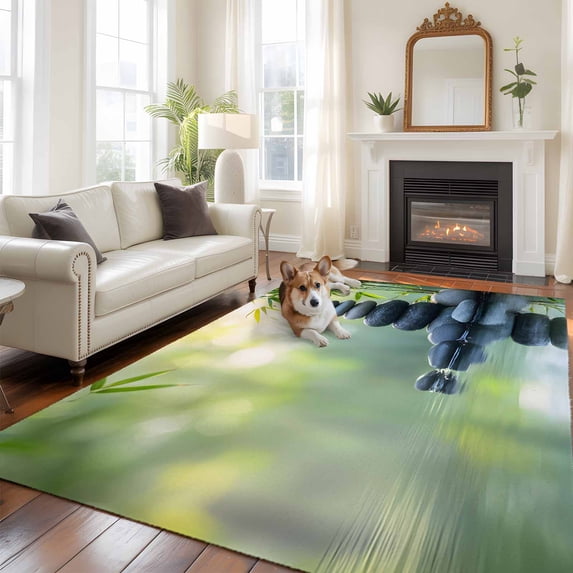 6'x9' Area Rugs, Zen Stones Indoor Outdoor Area Rug for Living Room ...