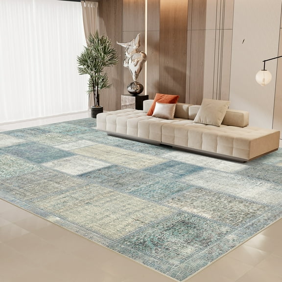 6'x9' Area Rugs for Living Room Modern Rug Soft Low Pile Non Slip Carpet Machine Washable Indoor Rug for Bedroom Dining Room, Blue