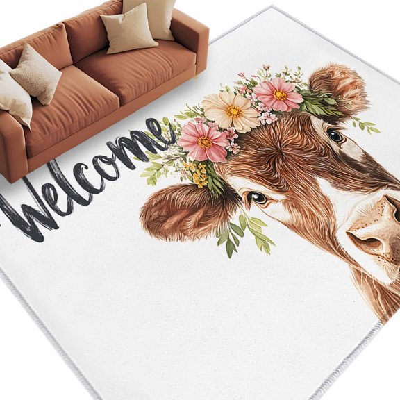 6'x9'Large Area Rugs Spring Cow Washable Area Rugs Non-Slip Indoor Floor Mats Large Carpet for Living Room Bedroom Dining Room