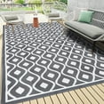 thumbnail image 1 of 6'x9' Outdoor Rugs, MJIAexp RV Outdoor Mat, Reversible Outdoor Patio Rug, Waterproof Plastic Straw Area Rug Camping Rugs Modern Floor Mat for Patio, Backyard, Deck, Picnic, Porch, Beach, Gray, 1 of 8