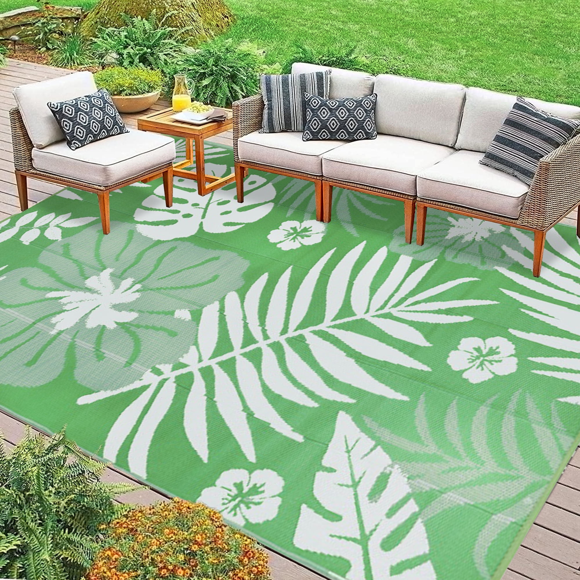 6'x9' Outdoor Rugs for Patios, Yamaziot Patio Rug RV Mats, Waterproof