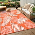 thumbnail image 1 of 6'x9' Outdoor Rugs for Patios, Yamaziot Tropical Patio Rug RV Mats, Waterproof Reversible Plastic Straw Camping Rug for Deck Porch Balcony Beach Blankets, Orange, 1 of 9