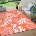 thumbnail image 1 of 6'x9' Outdoor Rugs for Patios, Yamaziot Patio Rug RV Mats, Waterproof Reversible Plastic Straw Camping Rug for Deck Porch Balcony Beach Tropical, Palm Leaf Orange, 1 of 7