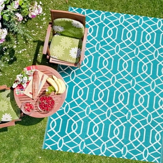 DiiKoo Outdoor Reversible Rugs for Patio, RV Camping Waterproof Mat, Carpet  Area Deck Porch Balcony Picnic Large mats, Plastic Straw Rug, Outside  Indoor Portable Camper, Black & White, Diamond, 6x9ft 