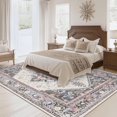 thumbnail image 1 of 6'x9' Area Rugs, Machine Washable Non Slip Area Rug for Living Room, Soft Low Pile Vintage Print Pattern Indoor Bedroom Thin Carpet, Khaki, 1 of 6