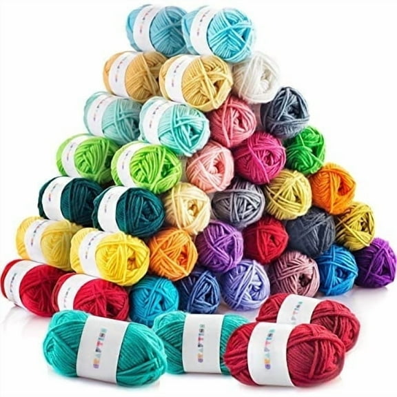 Craftiss Acrylic Yarn for Crochet - 60*0.7 Oz Skeins Unique Colors - Bulk Clearance Yarn Kit - 1300 Yards - Perfect for Any Mini Project