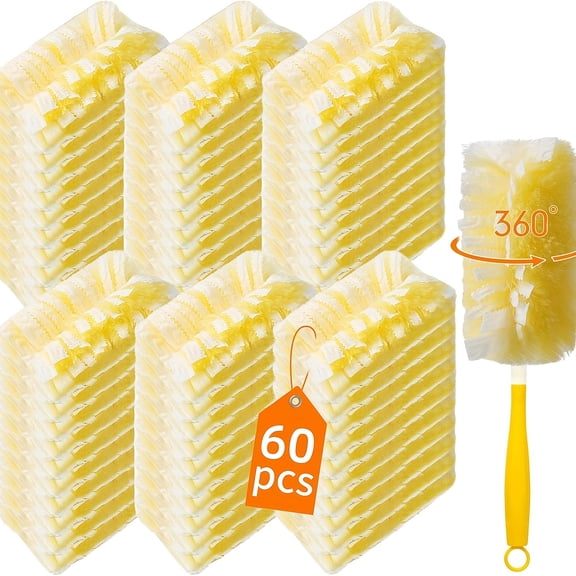 60+1 Disposable Electrostatic Duster Set, 60 Refills + 1 Handle, 360 Heavy Duty Microfiber Duster for MultiSurface Cleaning Furniture, Clothes, Glass, Electronics