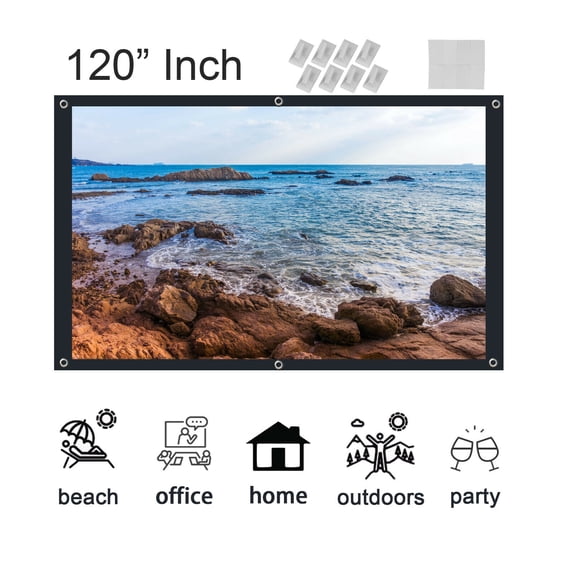 60”/100”/120” Big Projector Screen 16:9 Projection HD Home Theater Portable Movie Screen Office Projection Meeting, 120 inch