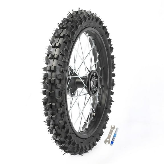 60/100-14 2.50-14 inch Wheel Tire and Rim with Brake Disc Rotor for Pit Dirt Bike Taotao Coolster Apollo SSR 70cc 90cc 110cc 125cc CRF XR (12mm Bearing)
