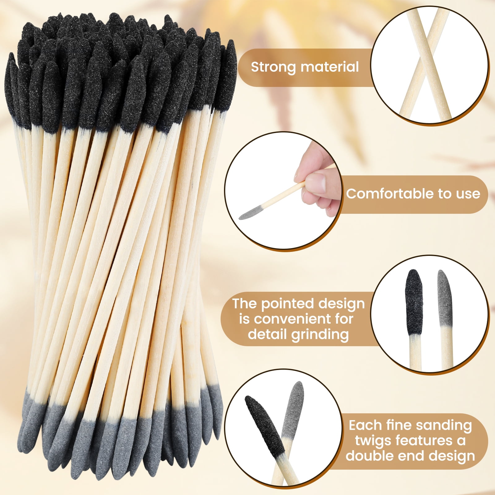 Honoson 60 Pcs Sanding Sticks Set For Models | Includes 30 Polishing Sticks & 30 Sanding Twigs For Wood/Plastic - View #4