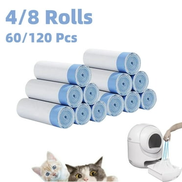 60/120 Counts Waste Bags for Self-Cleaning Cat Litter Box, Replacement Extra Large Cat Litter Box Liners, Drawstring Trash Bags for Automatic Litter 120Pcs