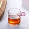 thumbnail image 1 of 60/120ml Glass Coffee Tea Mug Clear/Atomized Glass Cup with Sphere Ball Handle, 1 of 6