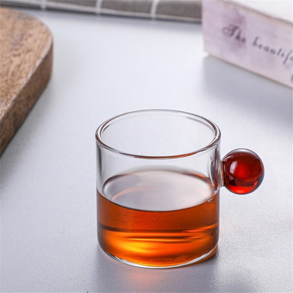 60/120ml Glass Coffee Tea Mug Clear/Atomized Glass Cup with Sphere Ball Handle