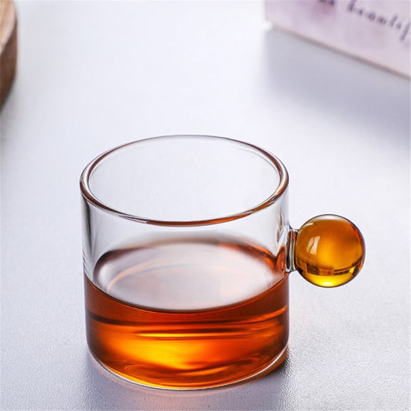 60/120ml Glass Coffee Tea Mug Clear/Atomized Glass Cup with Sphere Ball Handle
