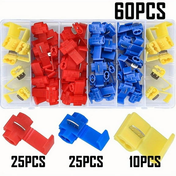 60/120pcs Solderless Quick Splicing Snap Wire Connectors, 3 Connectors