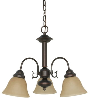 Ballerina Elegance 3-Light Mahogany Bronze Chandelier with Champagne Linen Glass