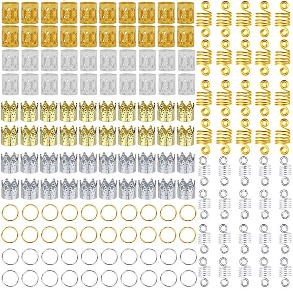 60-170pcs  Metal African Hair Rings, Beads, Cuffs, Tubes, Charms for Hair Braids for Women & Men/Boys & Girls